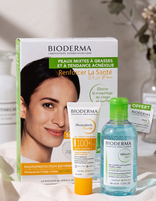 Bioderma écran fluide SPF100+ invisible + gel Sensibio 100 ml offert